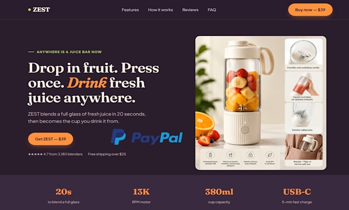 create single product page with paypal payment