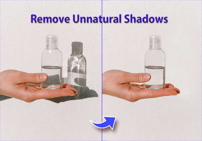 fix, clean, and remove harsh shadows from product photos