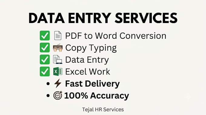 do data entry, typing work, PDF conversion
