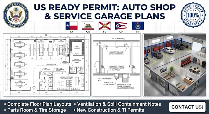 auto shop service garage floor layout plans