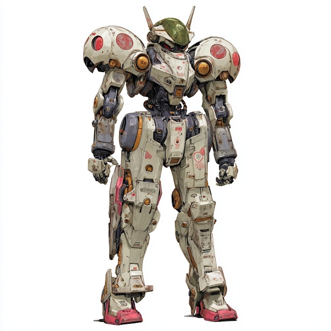 draw mecha robot, armor, gundam in anime or realism style