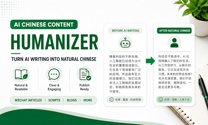 humanize ai generated chinese content into natural writing