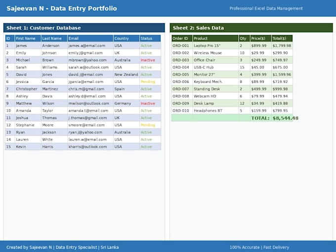 do professional data entry and excel spreadsheet work