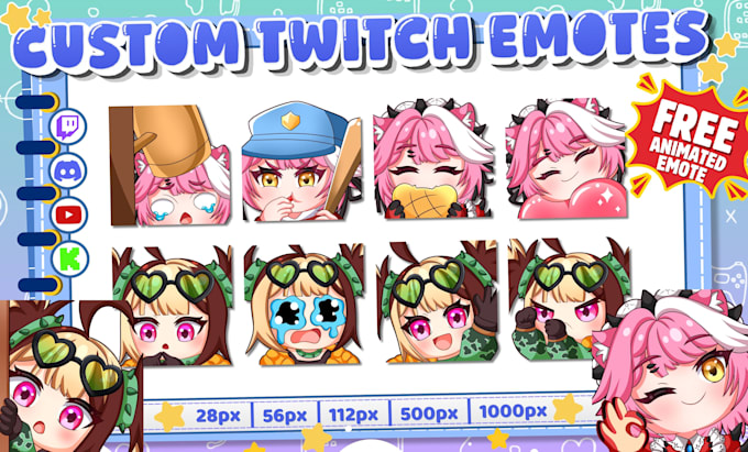 twitch emotes, chibi emotes, and animated emotes for stream