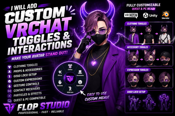 create vrchat toggles, expressions and custom interactions