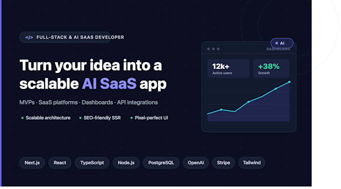 be your full stack developer to build a saas mvp with nextjs vuejs