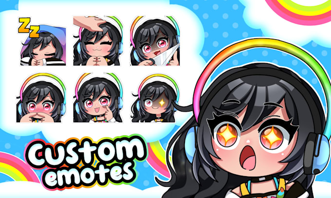 draw chibi twitch emotes, discord emoji, animated emotes