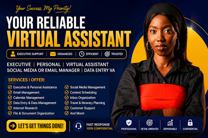 executive personal virtual assistant social media or email manager data entry VA