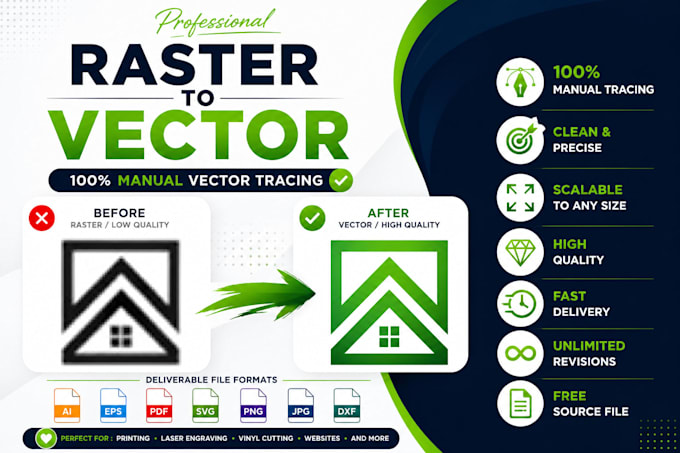 do sketch tracing, convert logo to vector, vectorize raster