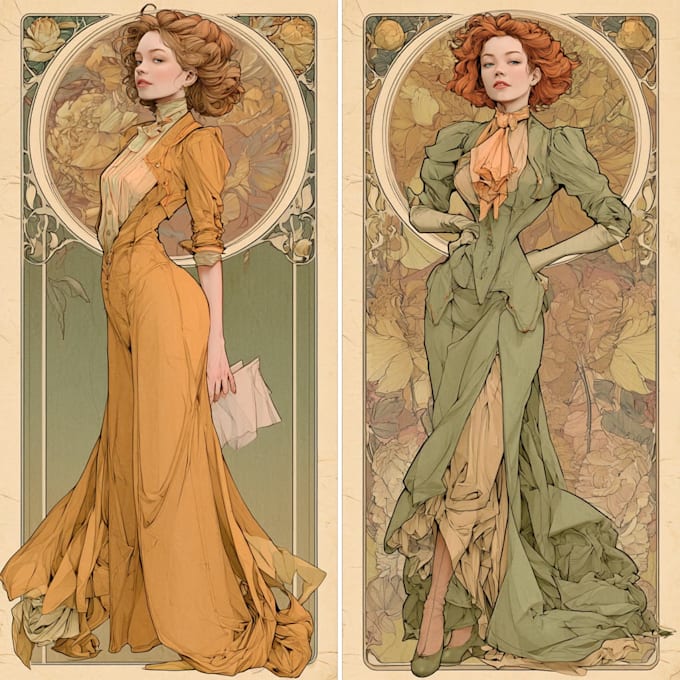 do illustrations in art nouveau style