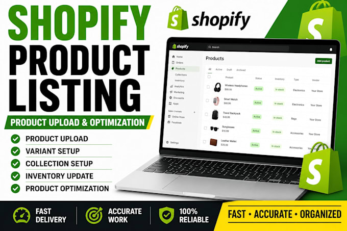 upload shopify products and optimize product listings