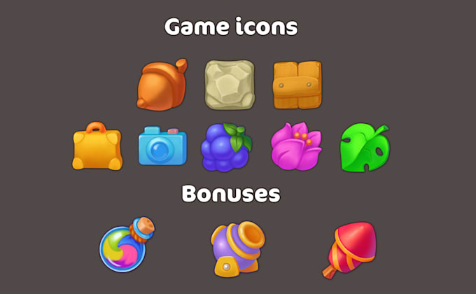 create 2d game icons, props and inventory assets