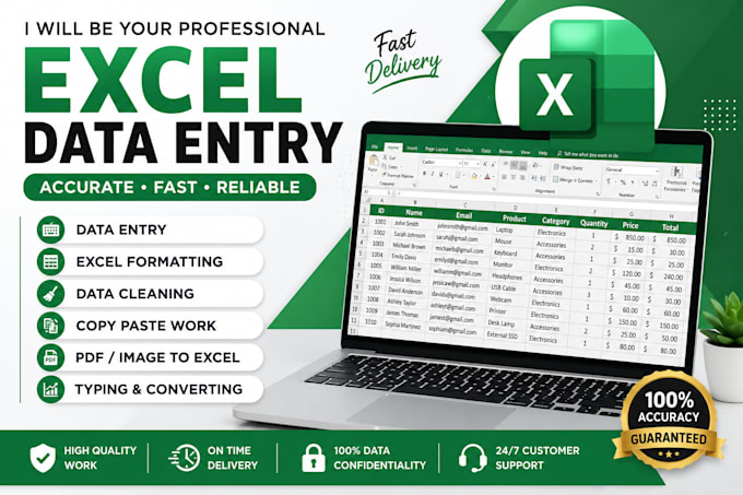 do microsoft excel data entry, formatting, and spreadsheet tasks