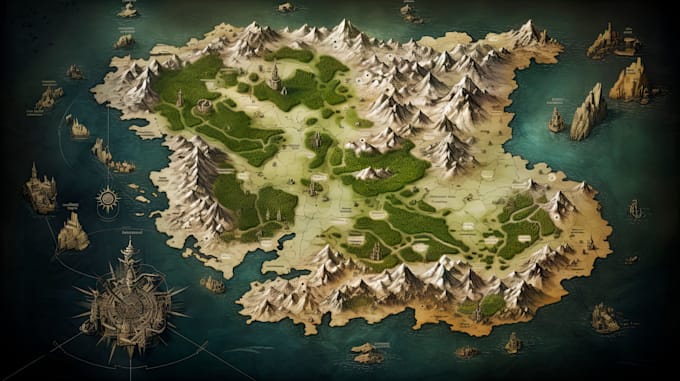 create realistic 2d, 3d map design, fantasy map, vector or isometric map design