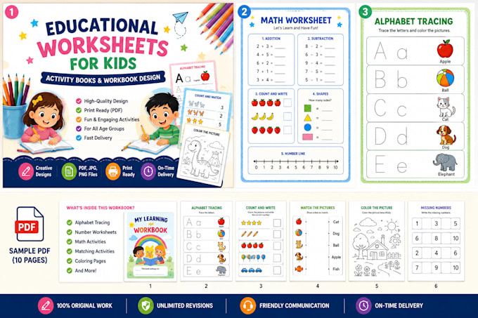 design educational worksheets activity books and workbooks