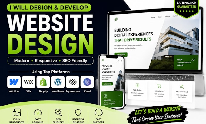 develop webflow wix shopify wordpress squarespace or carrd website