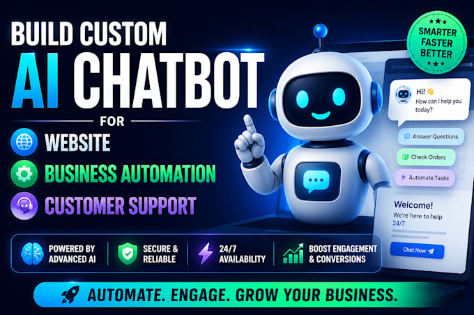 build custom ai chatbot for website, business automation or customer support