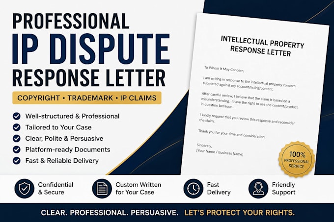 draft a professional IP infringement response or dispute letter