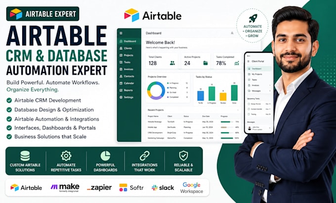 build airtable database, crm, interface and automation expert
