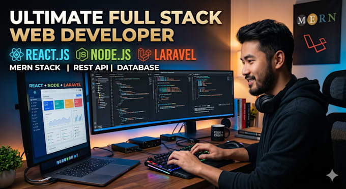 develop your website using react, node, and laravel