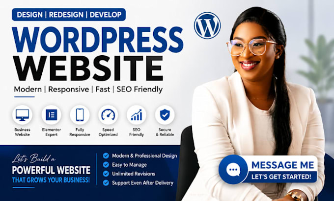 design or redesign wordpress website, business website, elementor website