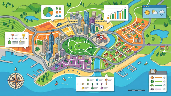 draw custom vector map illustration, infographic map and cartography