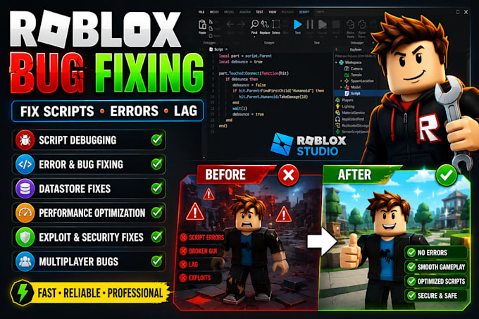 fix roblox bugs, scripts, errors, exploits and gameplay issues