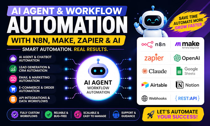 Build ai agent workflow automation via n8n chatgpt claude api make com ...