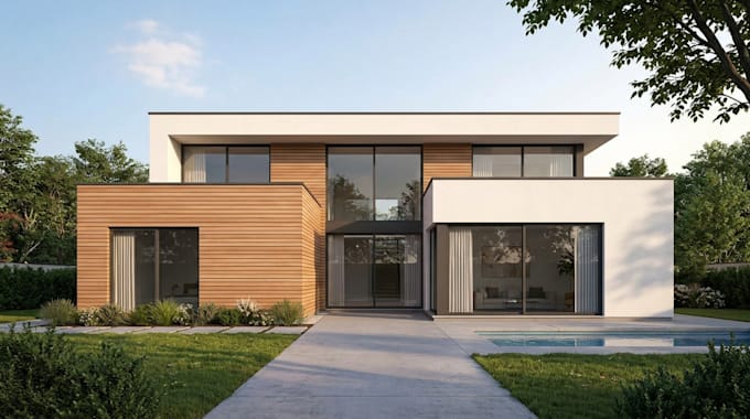 create 3d house model and render exterior, interior, 3d floor plan
