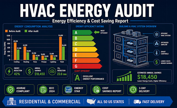 hvac energy audit, efficiency analysis and cost saving report
