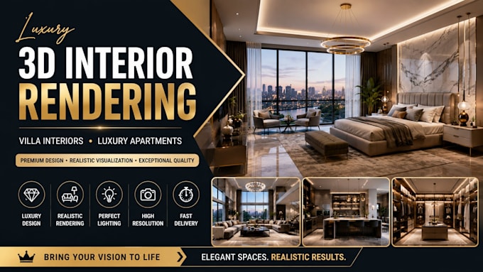 create photorealistic luxury villa and apartment interior rendering