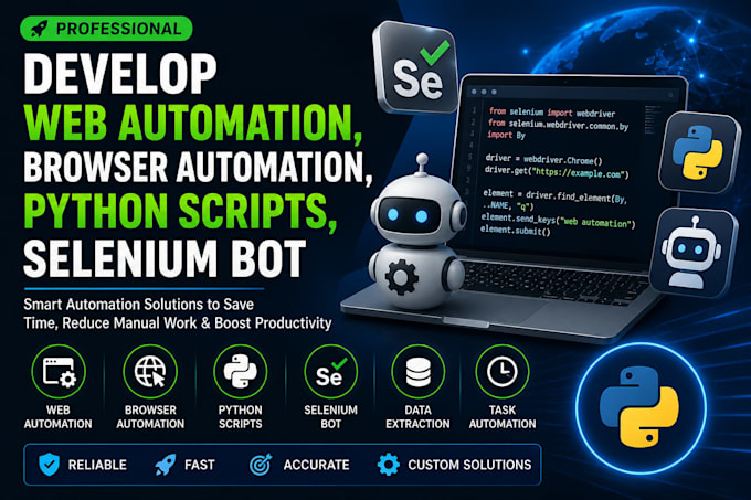 develop web automation, browser automation, python scripts, selenium bot