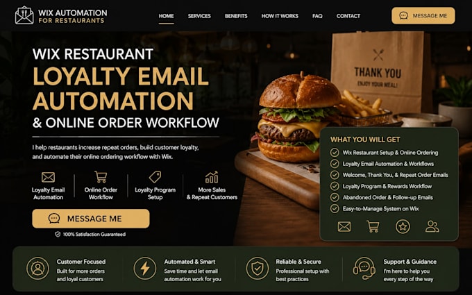 setup wix restaurant loyalty email automation and online order workflow