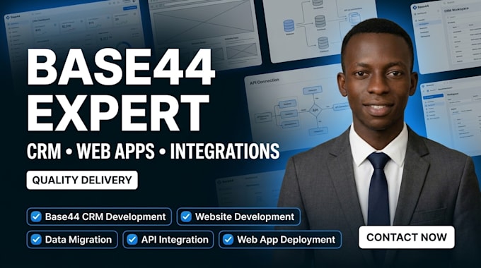 do base44 crm website development data migration integration base44 website