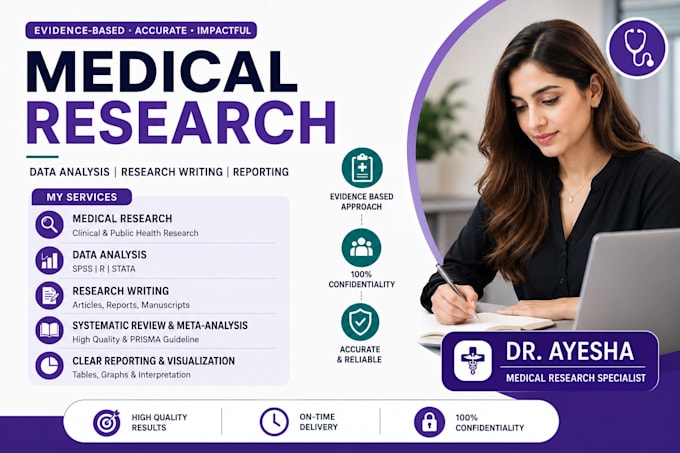 do medical research, data analysis and research writing