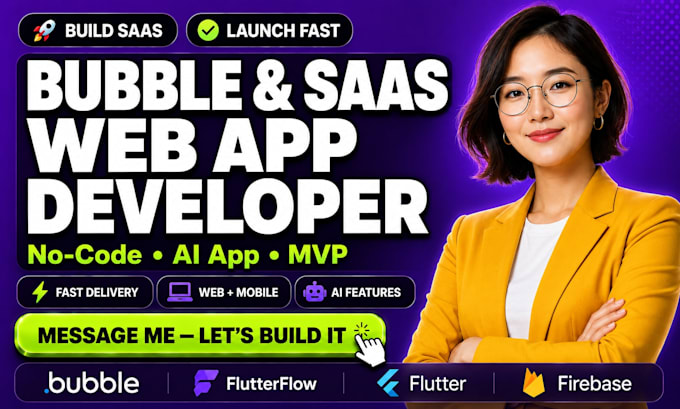 bubble developer io no code ai app flutterflow glide flutter mobile app bubble