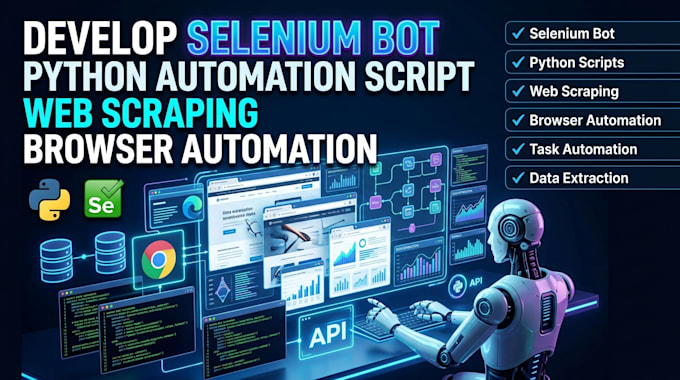develop selenium bot, python automation script, web scraping, browser automation