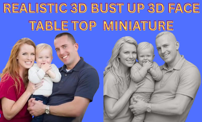 sculpt realistic 3d bust up 3d head 3d table miniature 3d face printable figure