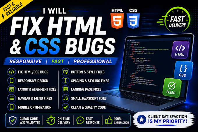 fix HTML CSS bugs and responsive issues