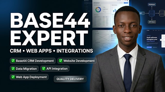 build custom base44 CRM websites and data migration