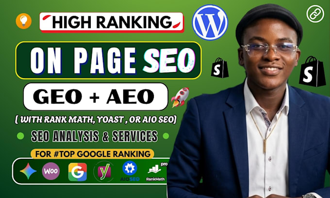 optimize website onpage technical SEO service wordpress shopify with yoast aio