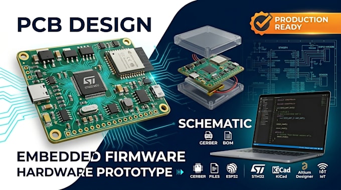 design compact pcb layout, schematic, circuit, hardware prototype and firmware