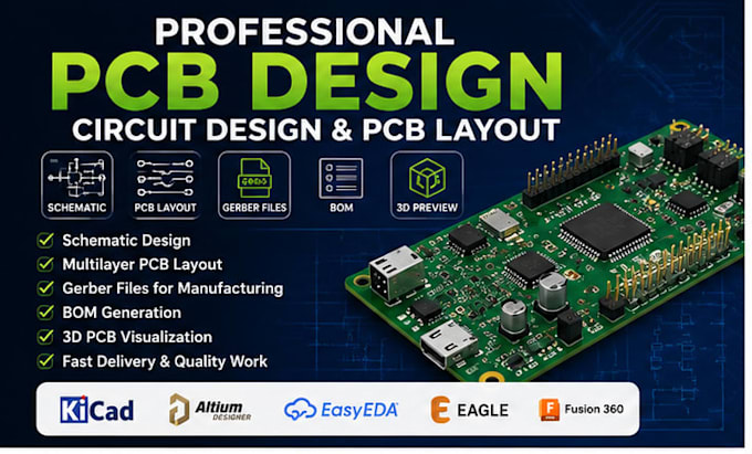 do professional pcb design, circuit design, schematic, hardware and pcb layout