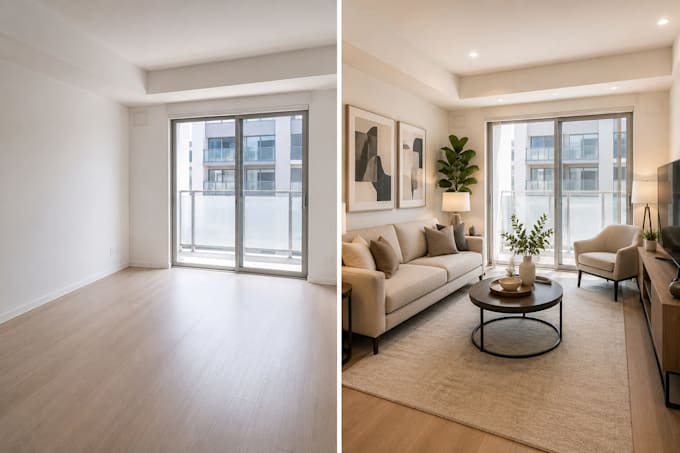 virtually stage empty rooms for real estate agents and airbnb hosts