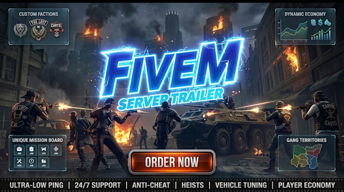 create 4k fivem loading screen, cinematic trailer video, fivem script showcase