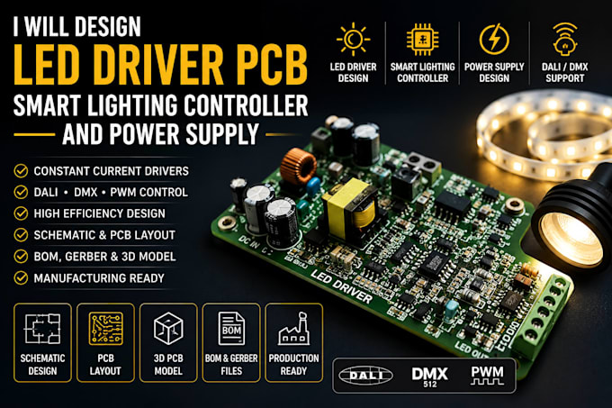 design led driver pcb, smart lighting controller and power supply