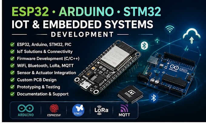 develop esp32 arduino stm32 iot projects can bus raspberrypi and embedded system