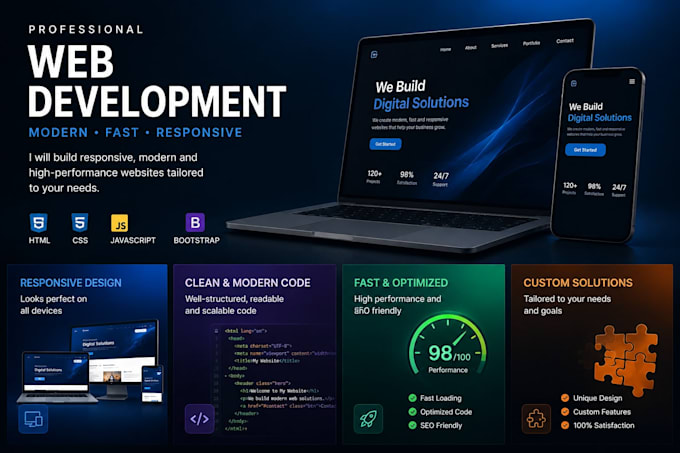 Create a responsive website using html css and javascript by Hajim ...