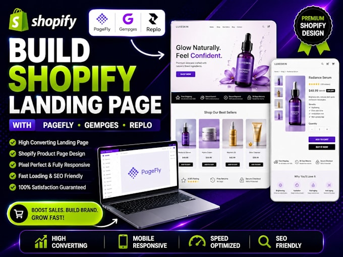 build shopify landing page with pagefly, gempages, replo, or shogun