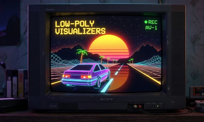 create retro low poly music video visualizers 3d loops album cover n64 y2k style